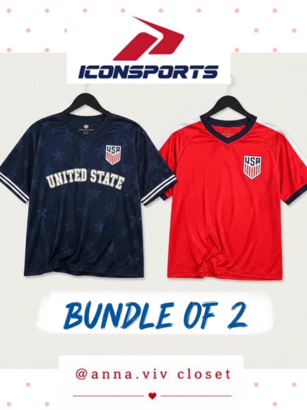 🇺🇸USA⚽️Jersey bundle of 2 - Navy💙 (M)and Red❤️ (S) Man/unisex
